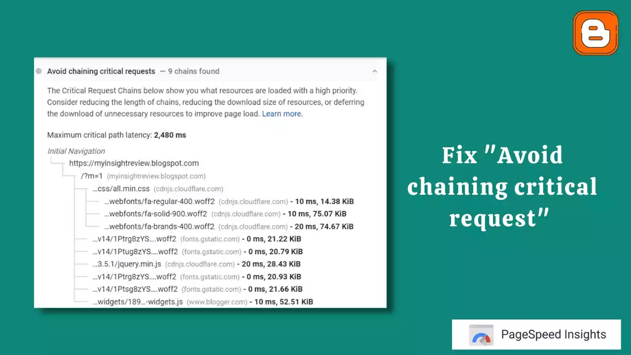 Avoid chaining critical request Error in Blogger