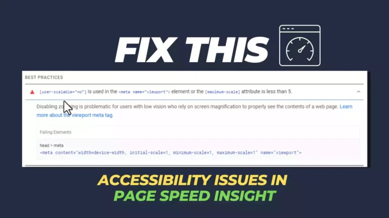 How to Fix [user-scalable=”no”] is used in the meta name=”viewport” element | Page speed insight Error Fixed