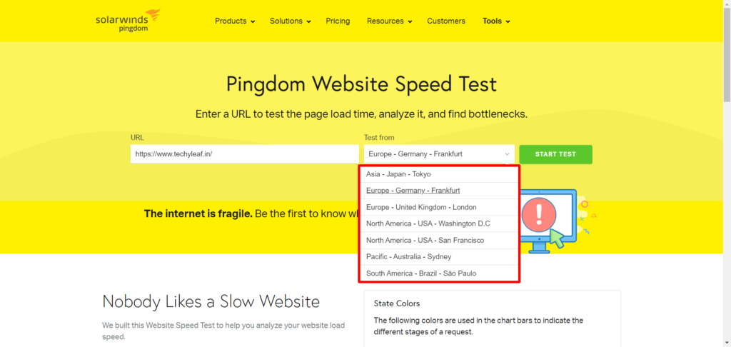 Pingdom Website Speed Test