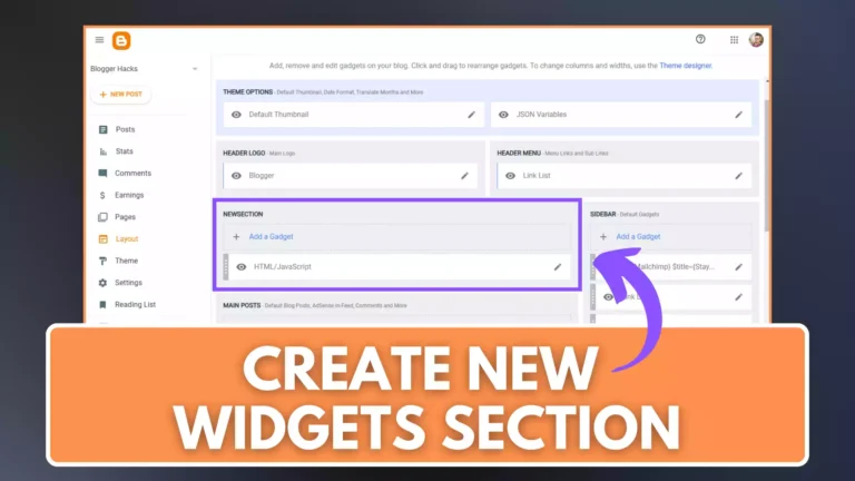 Create New Widgets Section in Blogger