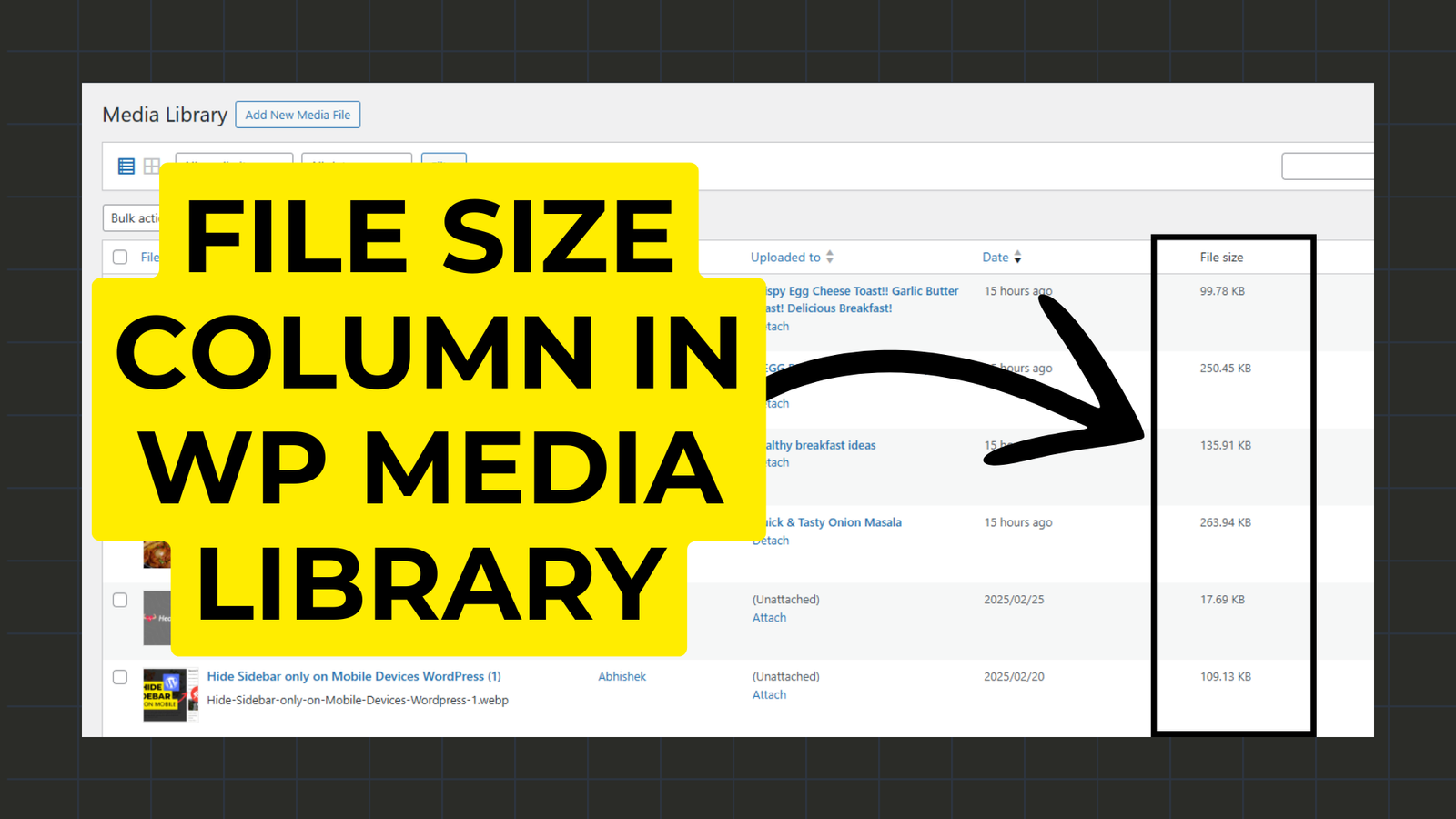 How to add a File size column in WordPress media library